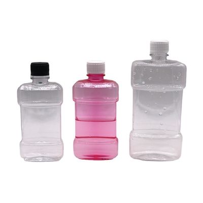 Impression par écran 500 ml PET de forme unique, rince-bouche liquide, bouteille en plastique avec bouchon à vis