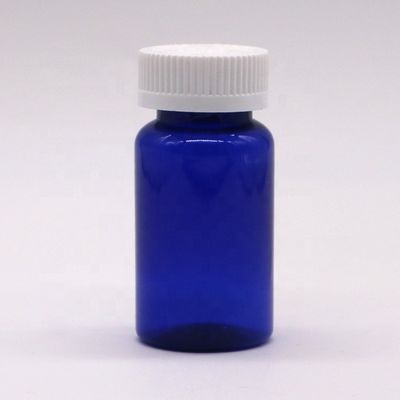 2OZ/60ml/CC Bouteille en plastique bleu capsule avec capuchon à vis Matériau PET 32 mm Taille du cou