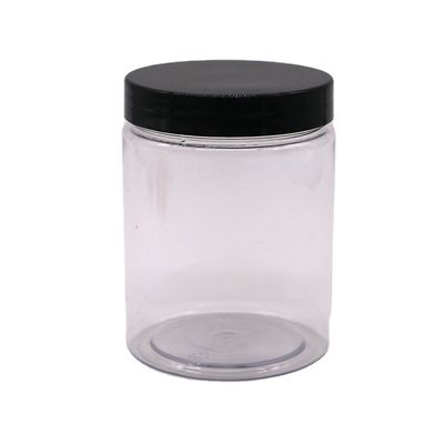 Bouteilles en plastique de 300 cc en PET à bouche large pour le stockage des aliments avec un couvercle en aluminium