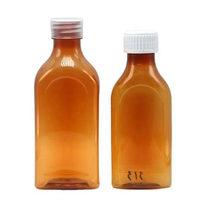 Bouteille carré plate à vis 240 ml de liquide oral en PET pour la sécurité des enfants et les liquides médicaux