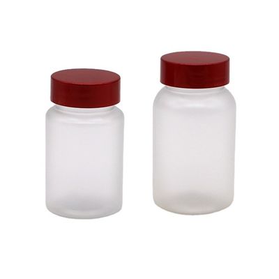 Récipients de capsules de pilules médicamenteuses en PET de 90 ml avec finition glacée et bouchon à vis