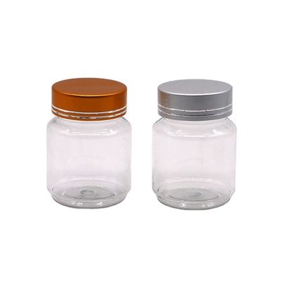 70 ml de PET de qualité alimentaire en plastique délicat, bouteille de pilule en capsule avec plaque d'or
