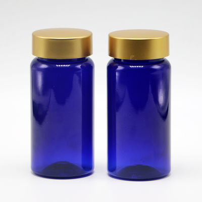 100 ml de PET de couleur personnalisée, stérile, rechargeable, bouteille de plastique pour pilule, comprimé, capsule, revêtement en or