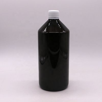 Flacon de médicament liquide en PET brun foncé translucide de 1000 ml avec un capuchon anti-altération de 28 mm