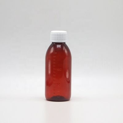 Bouteille de sirop en PET vide brun/ambre/transparent avec bouchon à vis anti-altération