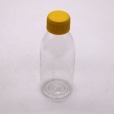 Bouteille de sirop en PET vide brun/ambre/transparent avec bouchon à vis anti-altération