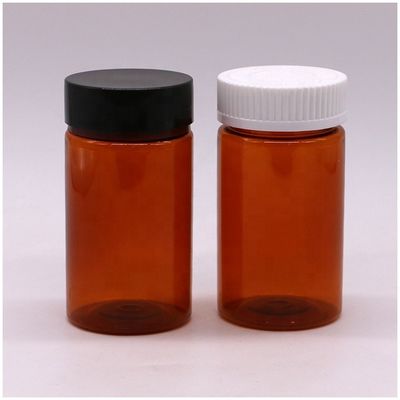 Bouteille de pilules en plastique sur mesure de 120 ml en PET Ambre de couleur ronde