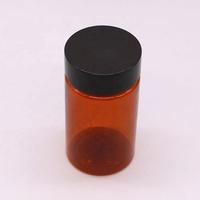 Bouteille de pilules en plastique sur mesure de 120 ml en PET Ambre de couleur ronde