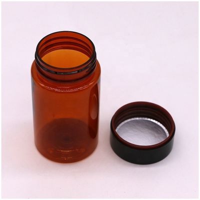 Bouteille de pilules en plastique sur mesure de 120 ml en PET Ambre de couleur ronde