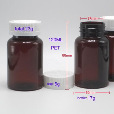 Conservez en toute sécurité les suppléments contenant des comprimés ambrés translucides de 120 ml et un capuchon