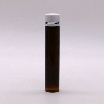Bouteille de liquide oral en plastique de qualité alimentaire 25 ml/25 cc, mince, lisse, ambre/café, avec bouchon anti-tamper