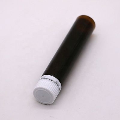 Bouteille de liquide oral en plastique de qualité alimentaire 25 ml/25 cc, mince, lisse, ambre/café, avec bouchon anti-tamper