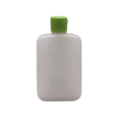 Bouteille cosmétique carré plate en HDPE de 120 ml avec couleur personnalisée et couvercle en spirale