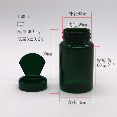 PET 150 ml Bouteille bouche large Bouteilles en plastique vides 5 oz Récipients de capsules avec capuchon pliable