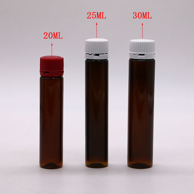 20ML/20CC Flacon de liquide oral en plastique ambré fin et lisse avec bouchon anti-altération pour la médecine liquide