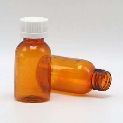 Produit pharmaceutique GMP Bouteille liquide en plastique ambrée en PET de 30 ml avec bouchon à vis anti-altération