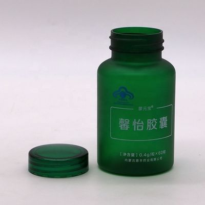 Bouteille en plastique vert mat en PET de 150CC avec capuchon et autocollant anti-enfants