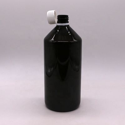 Médecine liquide 1000 ml Bouteille en plastique PET translucide brun foncé avec capuchon anti-altération