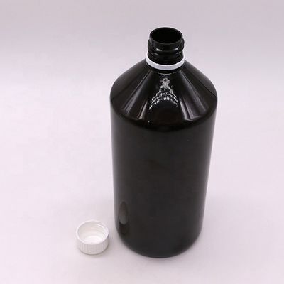Médecine liquide 1000 ml Bouteille en plastique PET translucide brun foncé avec capuchon anti-altération