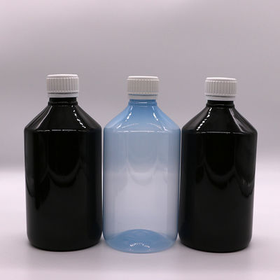 Médecine liquide 1000 ml Bouteille en plastique PET translucide brun foncé avec capuchon anti-altération