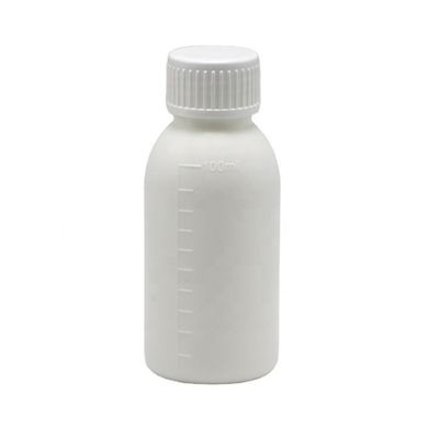 Bouteille de médicaments liquides blancs de 30 ml/50 ml/100 ml PP avec corps décalé et sérigraphie