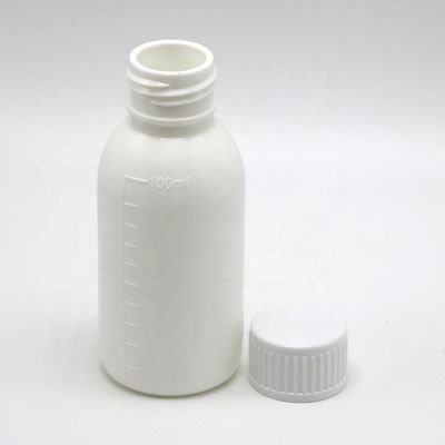 Bouteille de médicaments liquides blancs de 30 ml/50 ml/100 ml PP avec corps décalé et sérigraphie