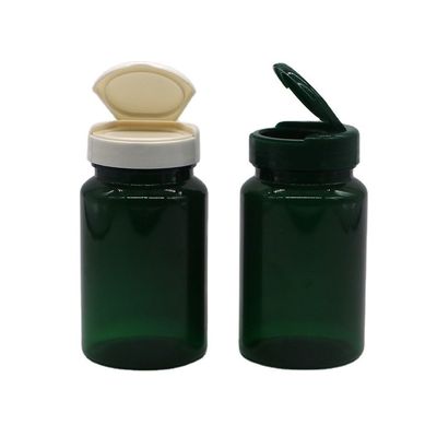 150 ml de capsules en PET comprimé comprimé bouteille imperméable à fuite avec couvercle pliable sur mesure et dégradable