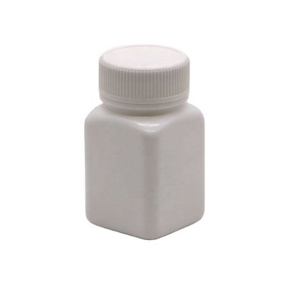 Bouteille en plastique carré stérile en HDPE de petite capacité de 50 cc avec bouchon à vis personnalisé