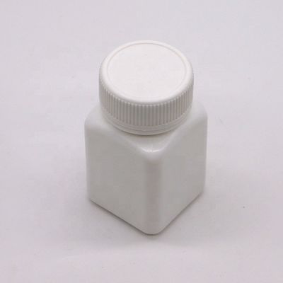 Bouteille en plastique carré stérile en HDPE de petite capacité de 50 cc avec bouchon à vis personnalisé