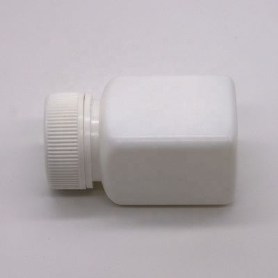 Bouteille en plastique carré stérile en HDPE de petite capacité de 50 cc avec bouchon à vis personnalisé
