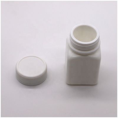 Bouteille en plastique carré stérile en HDPE de petite capacité de 50 cc avec bouchon à vis personnalisé