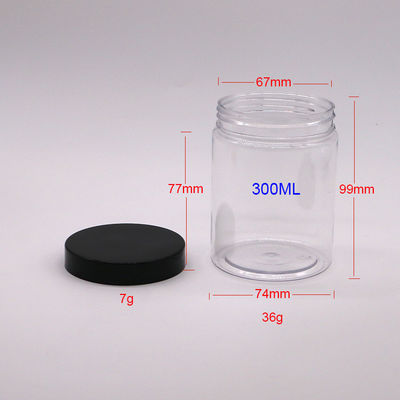 Bouteilles en plastique de 300 cc en PET à bouche large pour le stockage des aliments avec un couvercle en aluminium
