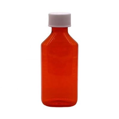 Bouteille de liquide oral pour sirop de toux d'érable d'ambre/orange PET de 100 ml avec capuchon CRC et joint thermique