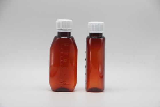 Container de pharmacie ovale ambre 120 ml avec capuchon de sécurité pour enfants et sirop d'érable