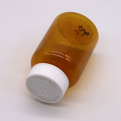 Bouteille en plastique ambrée en PET de 180 ml avec capuchon à vis CRC pour pilule en capsule 6OZ/180ML