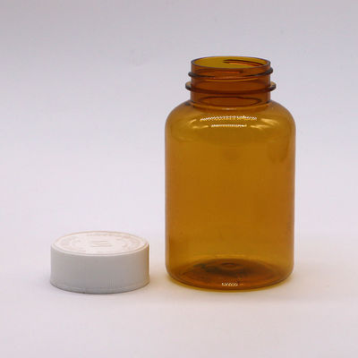 Bouteille en plastique ambrée en PET de 180 ml avec capuchon à vis CRC pour pilule en capsule 6OZ/180ML