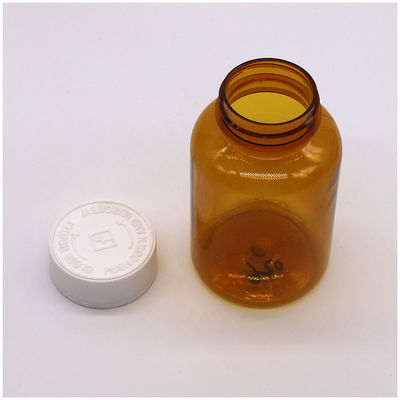 Bouteille en plastique ambrée en PET de 180 ml avec capuchon à vis CRC pour pilule en capsule 6OZ/180ML