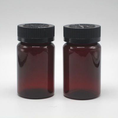 Bouteille en plastique noir ambré en PET de 2OZ 60ML avec couvercle CRC pour emballage de suppléments de médicaments