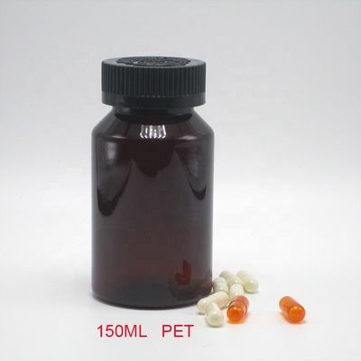 Bouteille en plastique noir ambré en PET de 2OZ 60ML avec couvercle CRC pour emballage de suppléments de médicaments