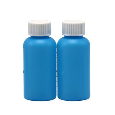 Bouteille de liquide oral pour sirop pour la toux en PET ambre/ bleu à l' érable de 100 ml avec capuchon CRC et joint thermique