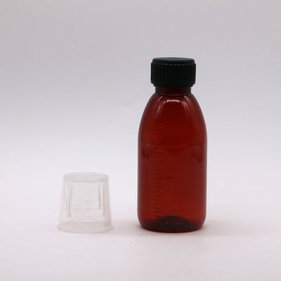 120 ml de bouteille de prescription ovale ambre avec bouchon de sécurité pour enfants Matériau PET pour sirop d'érable