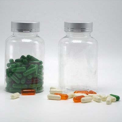 Bouteille en plastique PET Boston Ronde Récipients de médicaments blancs/transparents avec couvercles à l'épreuve des enfants