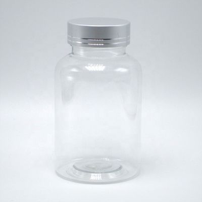 Bouteille en plastique PET Boston Ronde Récipients de médicaments blancs/transparents avec couvercles à l'épreuve des enfants