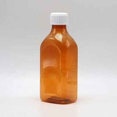 Bouteille carré plate à vis 240 ml de liquide oral en PET pour la sécurité des enfants et les liquides médicaux