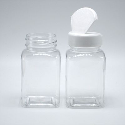 Couleur personnalisée 100ml PET Carré Jarron Transparent avec Divers Caps par la société pharmaceutique chinoise