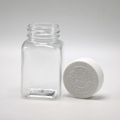 Couleur personnalisée 100ml PET Carré Jarron Transparent avec Divers Caps par la société pharmaceutique chinoise