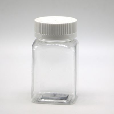 Couleur personnalisée 100ml PET Carré Jarron Transparent avec Divers Caps par la société pharmaceutique chinoise