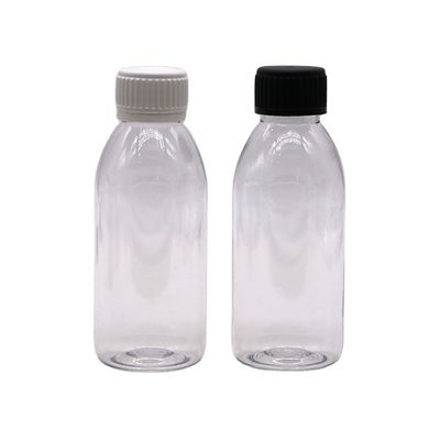 150 ml PET Ovale Ambre Prescription pharmacie Médicament liquide Récipient à échelle avec couvercle
