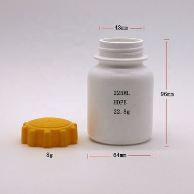 Ronde 225 ml 7,5 oz plastique contenant de médicament HDPE supplément porte-bouteille couvercle d' engrenage
