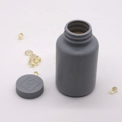Bouteille en plastique gris argenté mat de 200 ml HDPE pour emballage de médicaments solides personnalisable